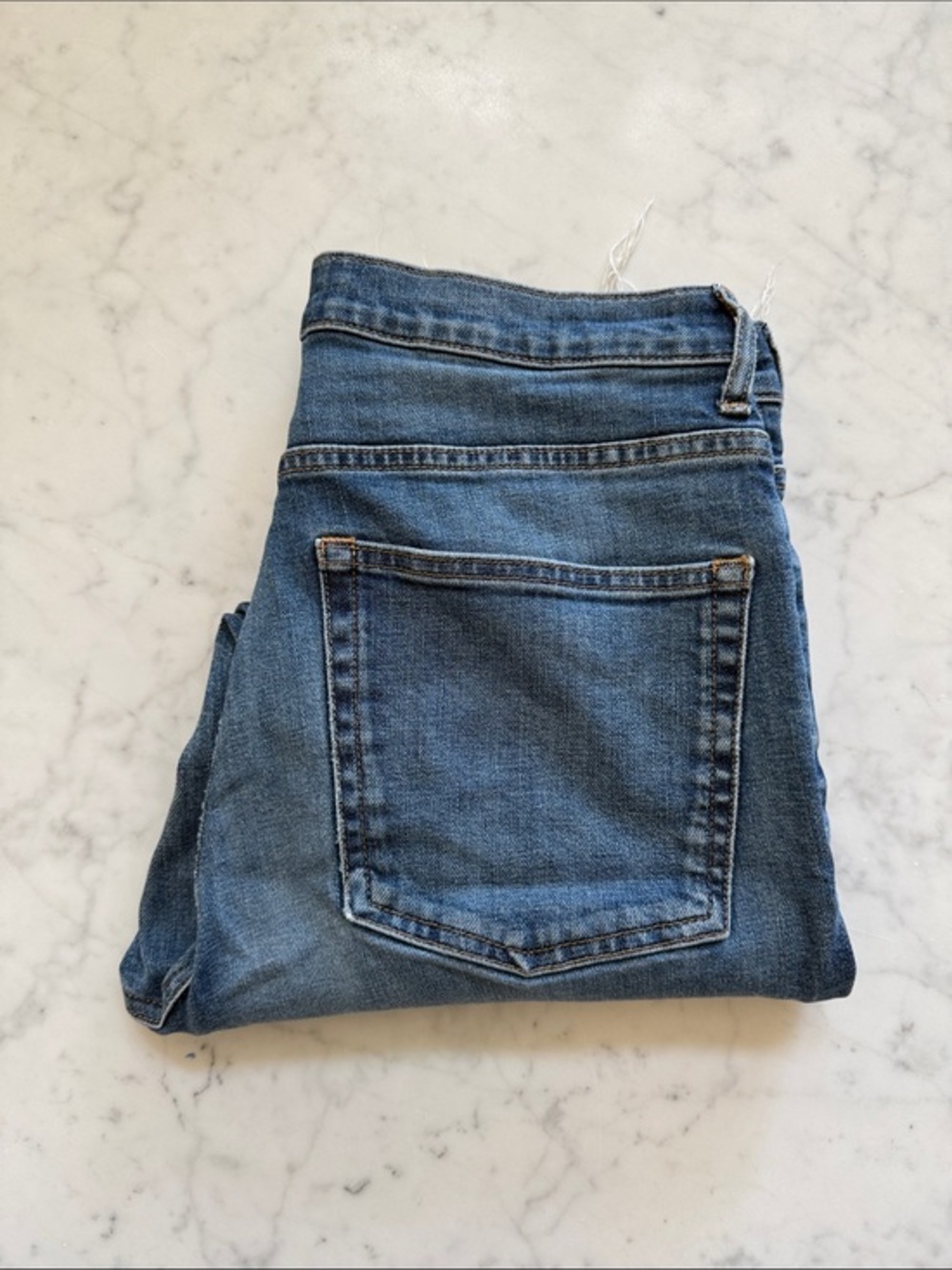 Everlane High Rise Straight Raw Hem Jeans Size 30 Blue Denim